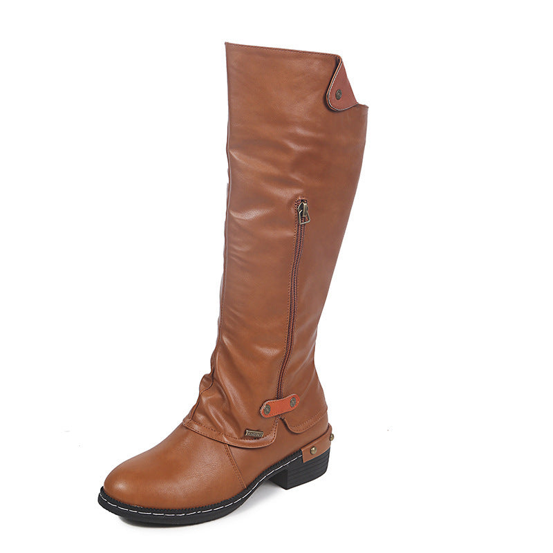 European And American Flat Zipper Women Boots