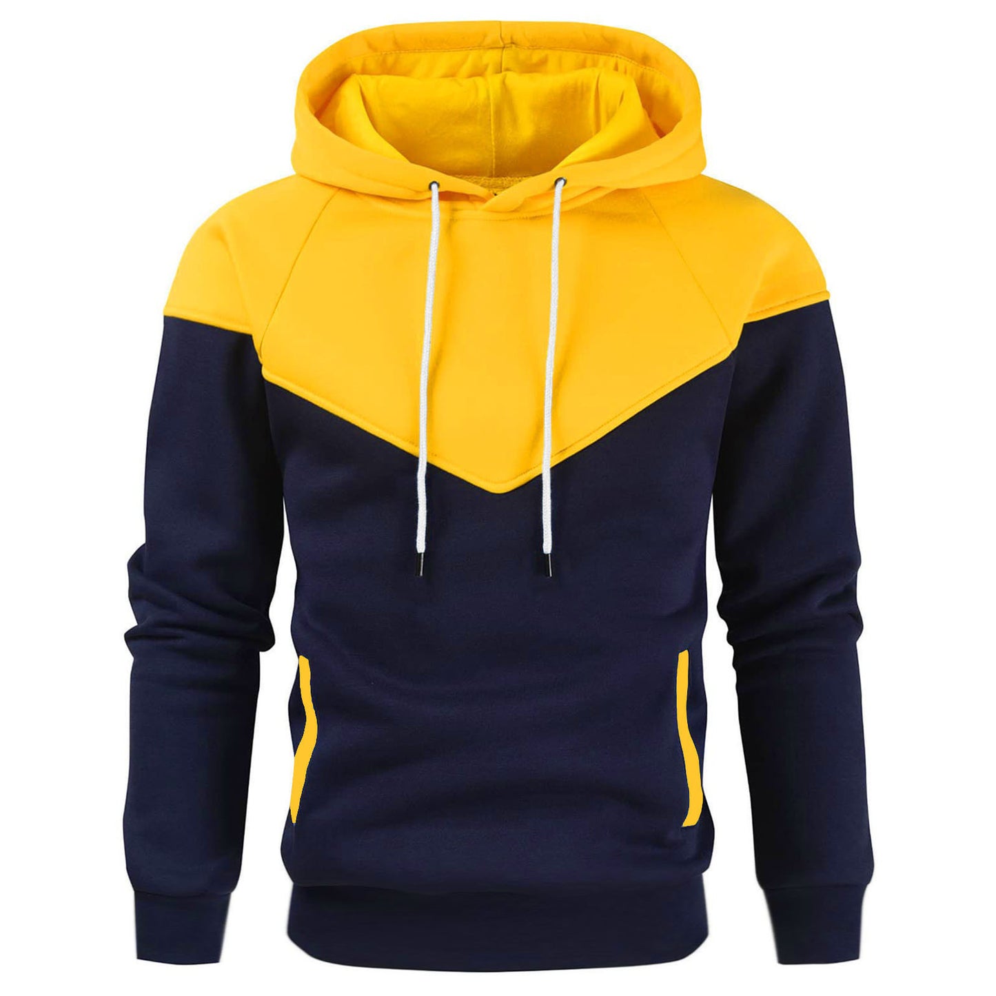 Loose Side Slit Pockets Colorblock Hooded Sweatshirt