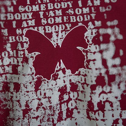 Niche Embroidery Butterfly And Letters Printed Hoodie