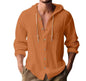 Cotton And Linen Shirt Hooded Sweater Button Long Sleeve