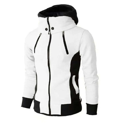 Men's Zip UP Hooded Jacket Fake Two Piece Sports Cardigan Casual