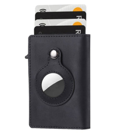 Air Tag Wallet Anti-Theft Bullet Card Bag Multi-functional Rfid Card Holder Men's Leather Slim Wallets for Air tag Air Tag