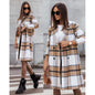 Fashion Women's Mid-length Plaid Print Coat