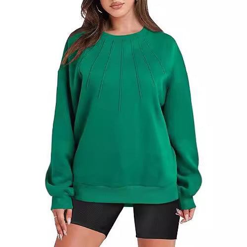 Loose-fitting Casual Round-neck Pleated Fashion Women's Sweater