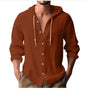 Cotton And Linen Shirt Hooded Sweater Button Long Sleeve